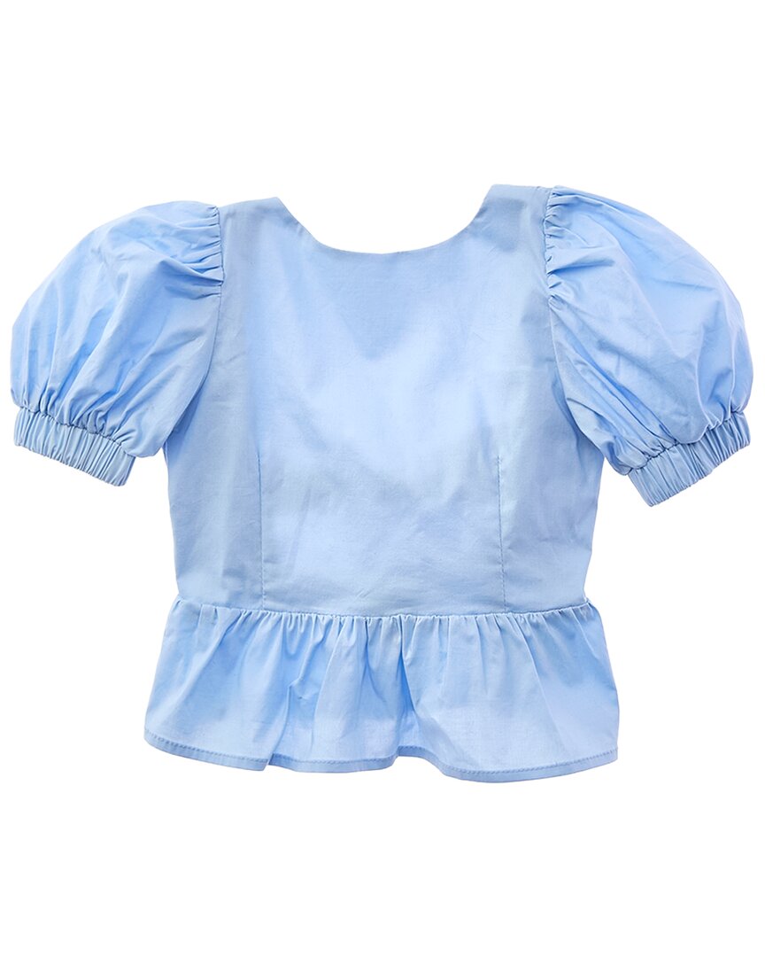 Bardot Junior Elsa Peplum Poplin Top In Blue