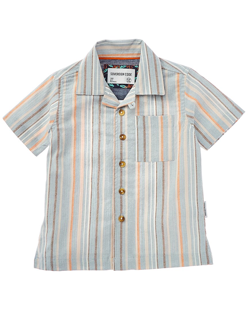Sovereign Code Tour Striped Seersucker Button-down Shirt In Gray