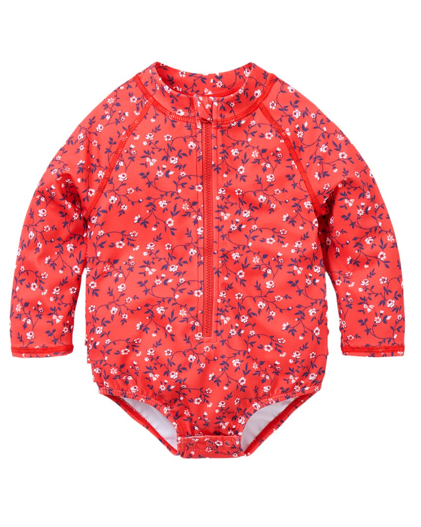 Janie And Jack Recycled Ditsy Floral Rashguard Swimsuit In Red