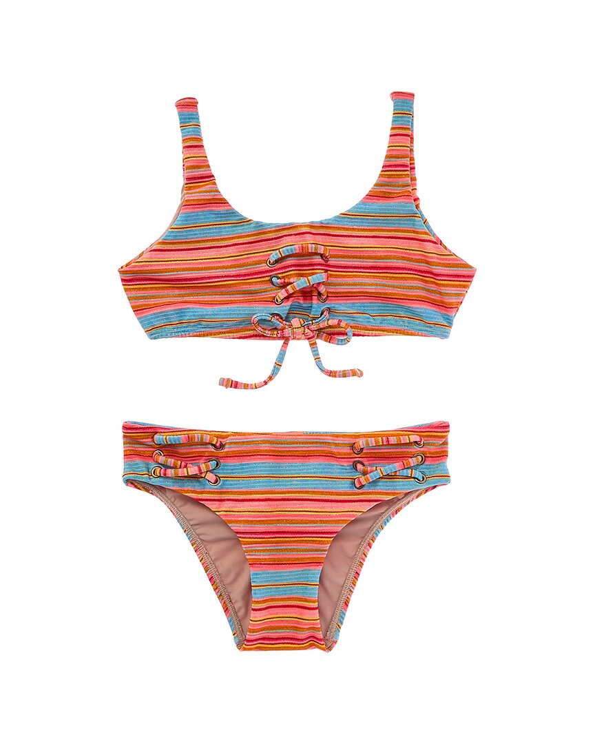 Pq Swim Lace-up 2pc Bikini Set In Orange