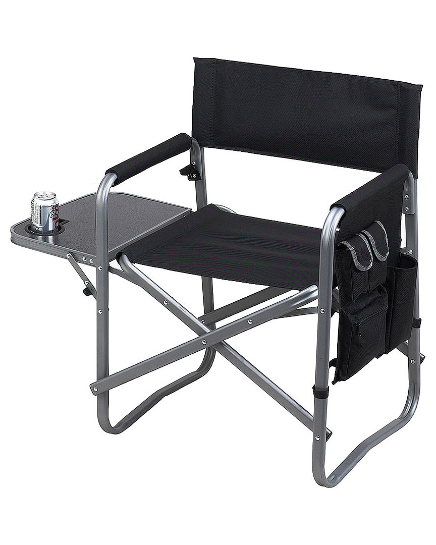 Picnic At Ascot Folding Directors Chair With Table & Organizer In Black