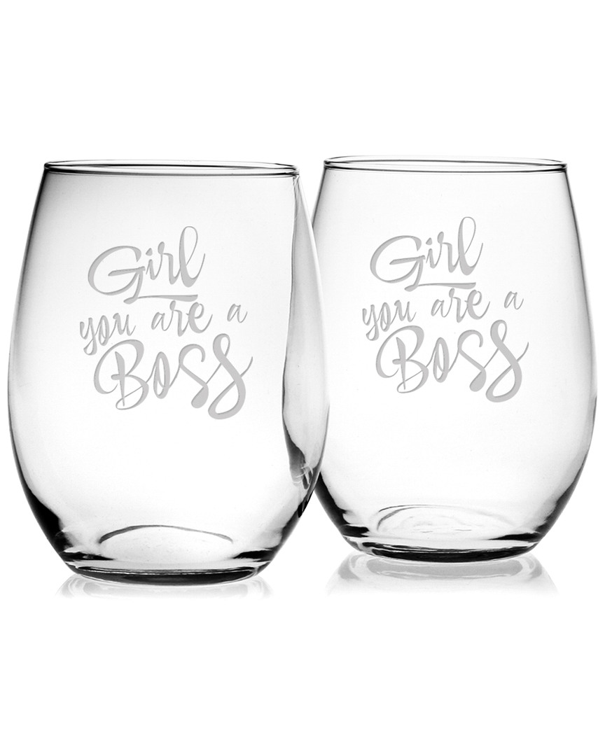 Susquehanna Glass Set Of Two 21oz Girl You Are A Boss Stemless Glasses