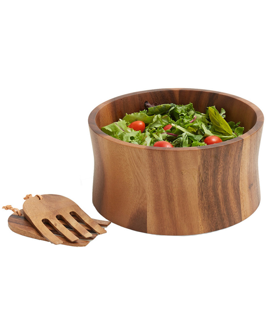 Woodard & Charles 3pc 10in Salad Bowl & Hands Set In Brown
