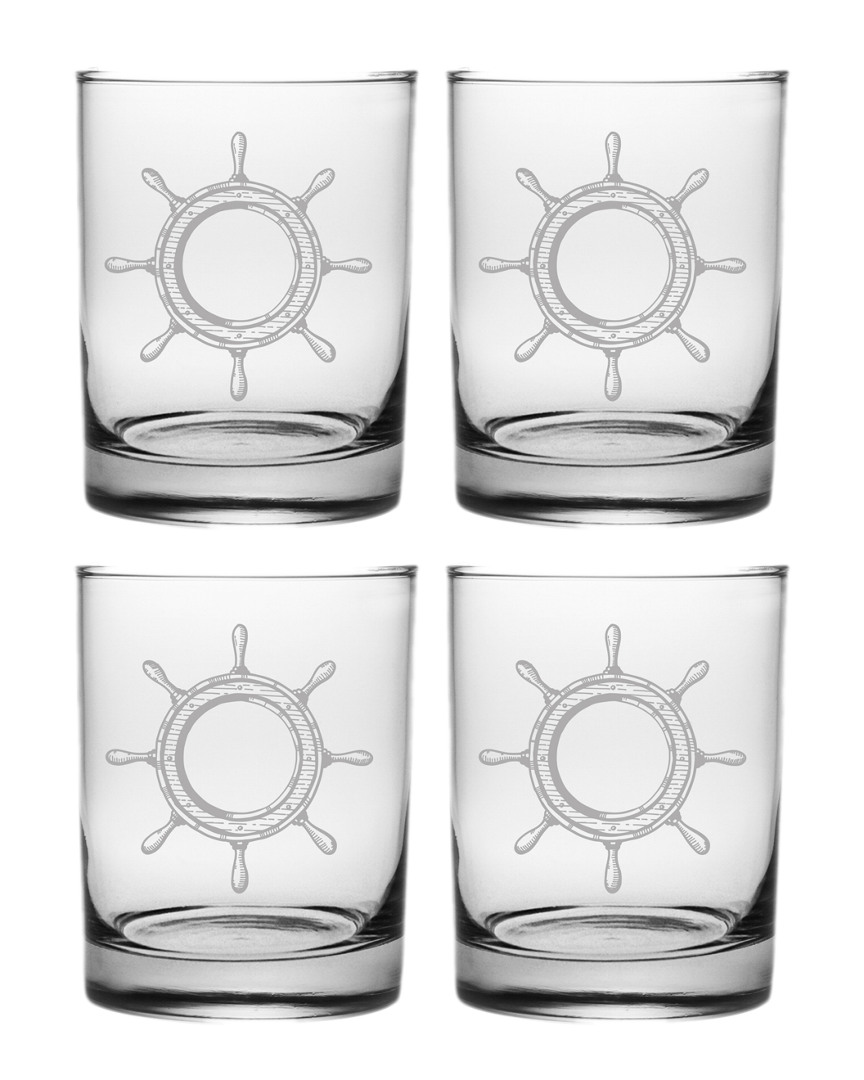 Susquehanna Glass Set Of 4 Captains Helm Rocks Glasses