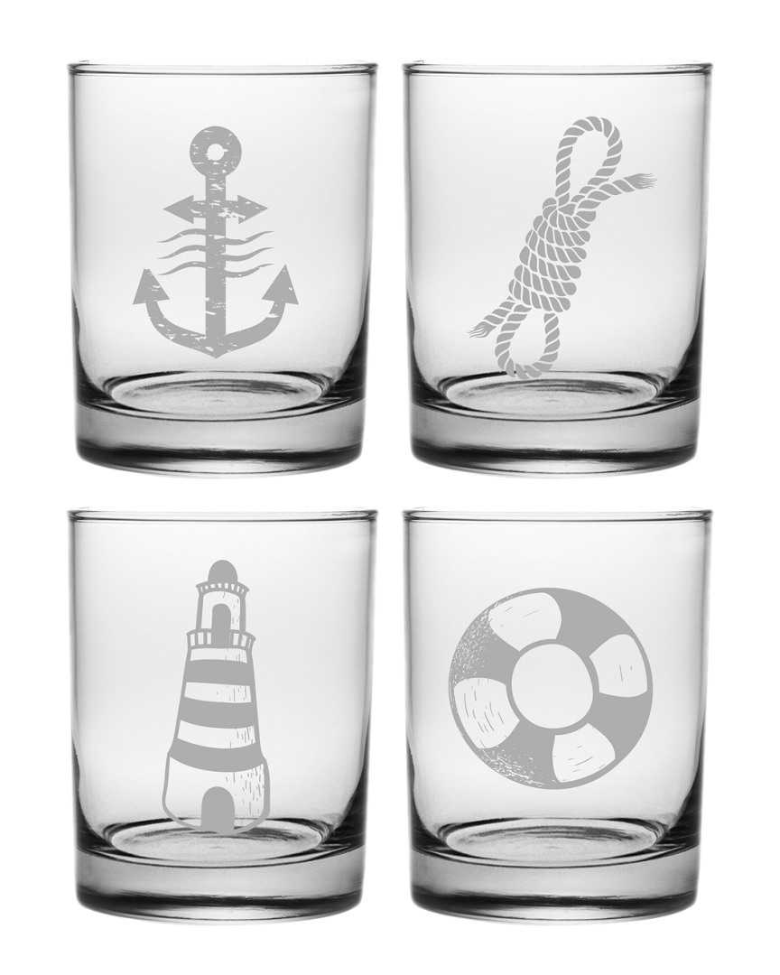 Susquehanna Glass Set Of 4 Seafarer Assortment Rocks Glasses