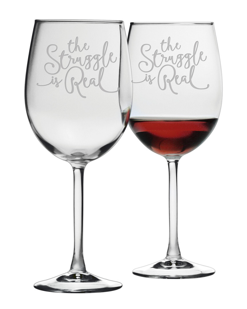 Susquehanna Glass Set Of Two 19oz The Struggle Wine Glasses