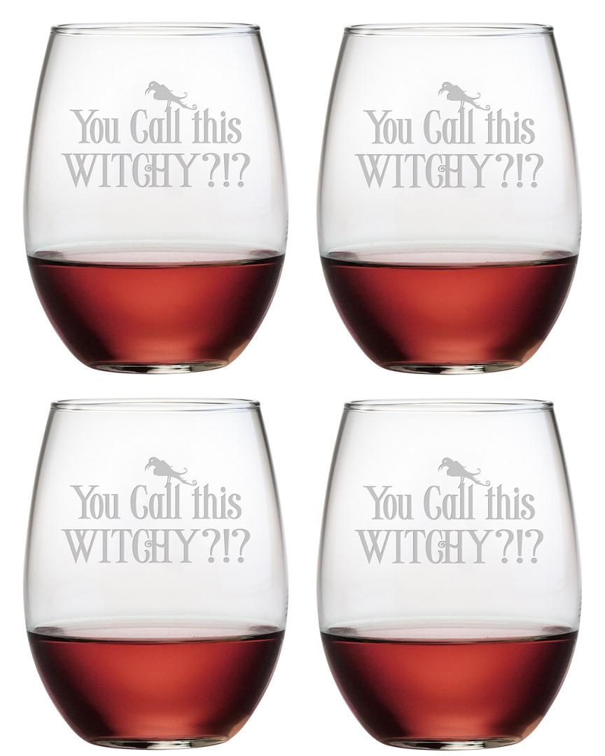 Susquehanna Set Of 4 You Call This Witchy Stemless Wine Glasses