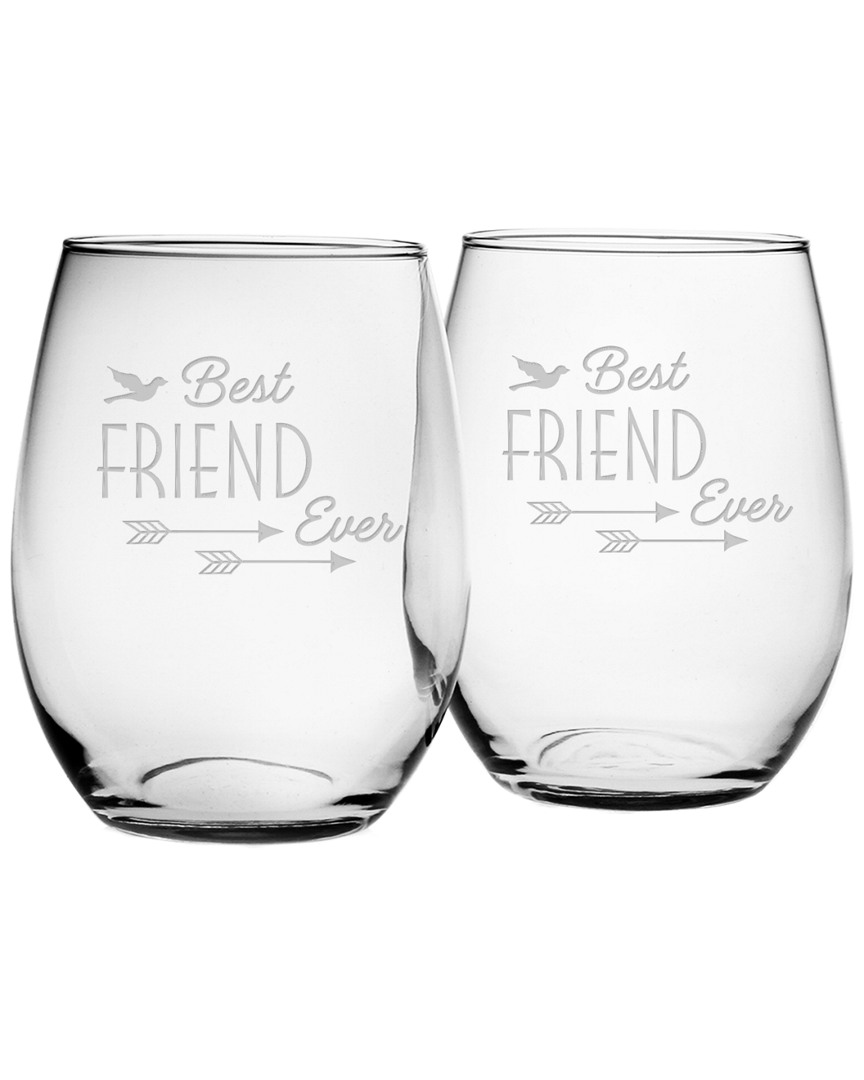 Susquehanna Glass Set Of 2 Best Friend Ever Stemless Wine Glasses