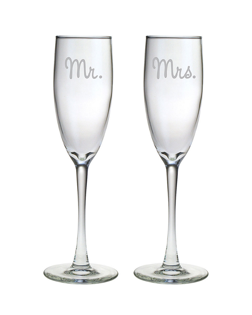 Susquehanna Glass Set Of Two 5.75oz Mr. & Mrs. Champagne Flutes