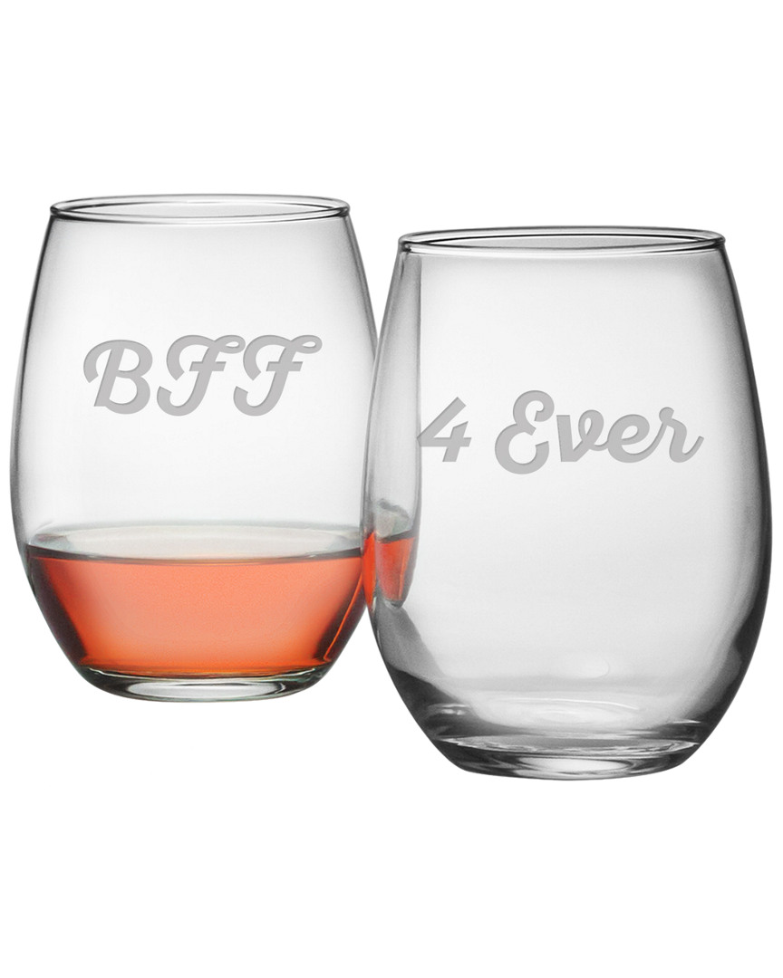 Susquehanna Glass Set Of 2 Bff 4 Ever Stemless Wine Glasses