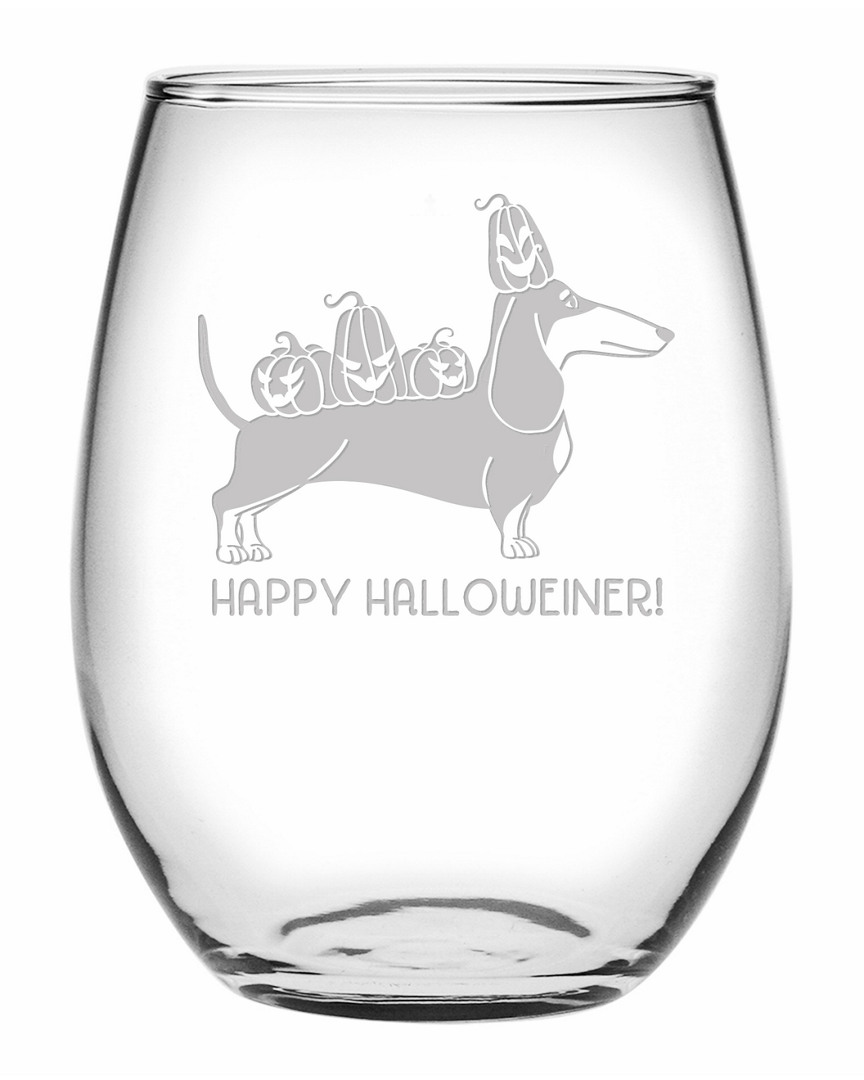 Susquehanna Set Of 4 Happy Halloweiner Glasses
