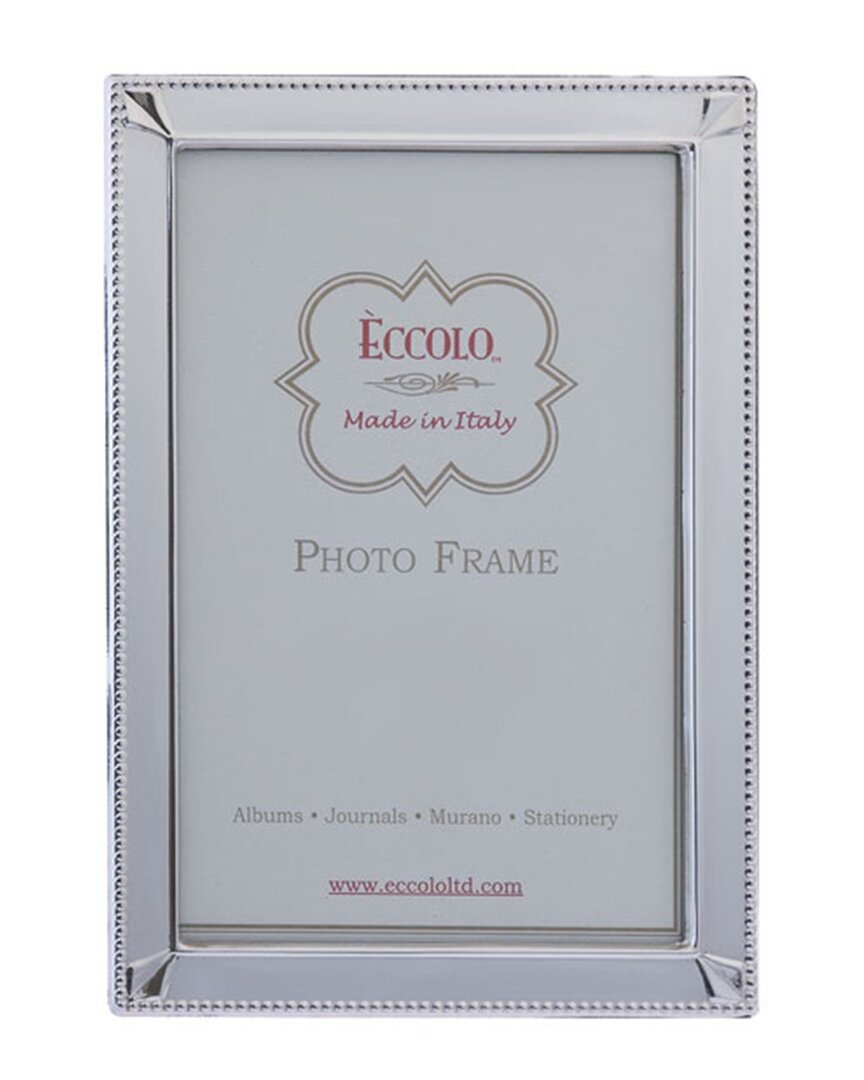 Eccolo Sterling Silver Diamond Corner 4x6 Frame In Gray