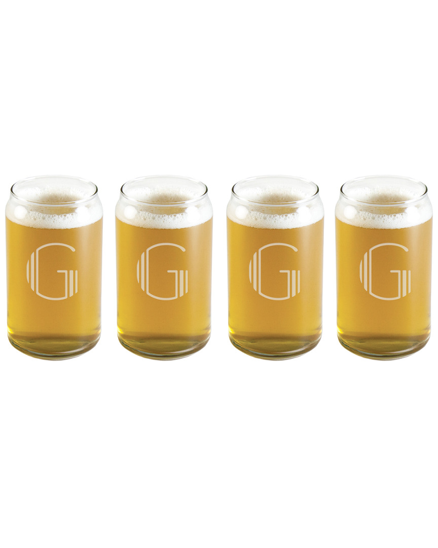 Susquehanna Glass Monogrammed Set Of Four Hudson Beer Can Glasses, (a-z)