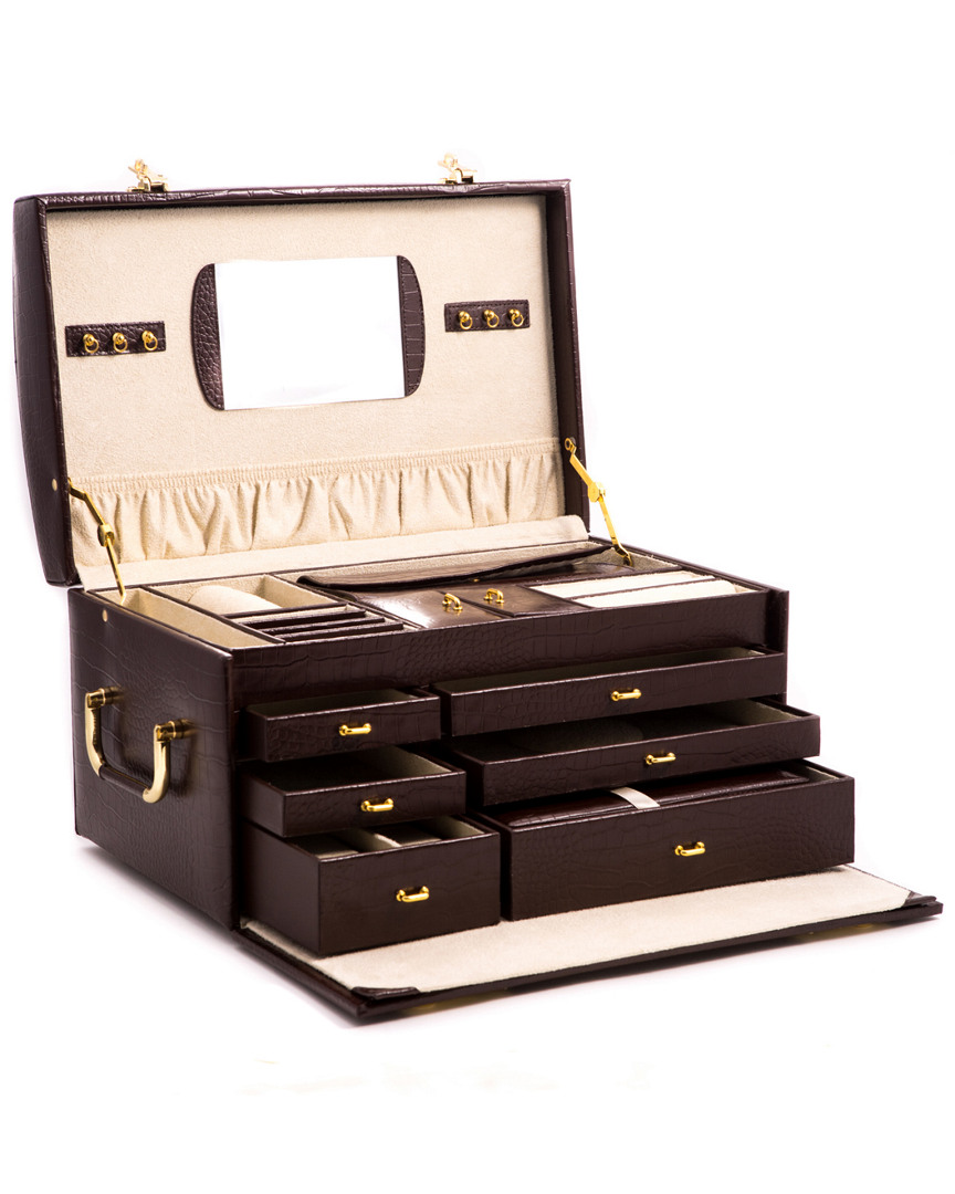 Bey-berk Croco Leather Jewelry Chest In Multicolor