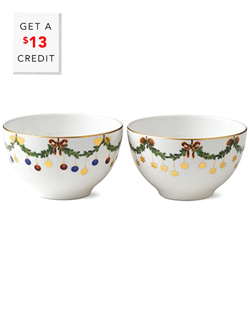 Shop Royal Copenhagen Set Of 2 Star Fluted Christmas Chocolate Bowl With $13 Credit