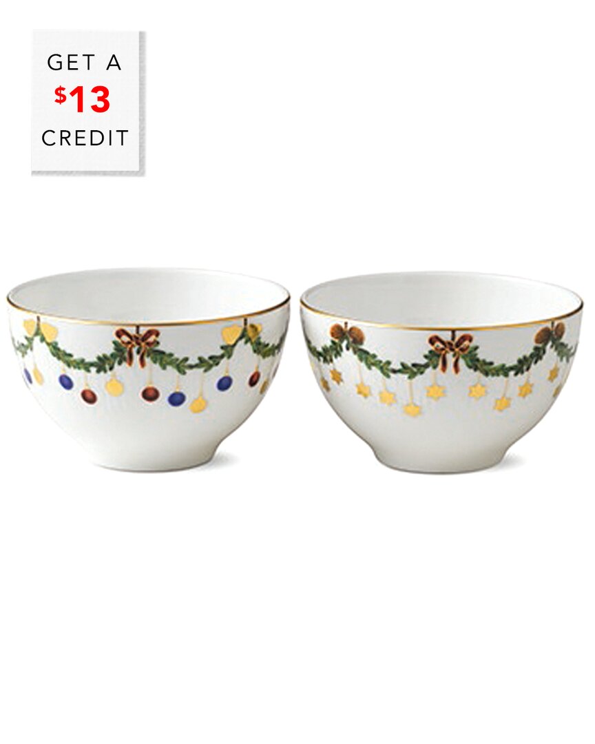 Royal Copenhagen Star Fluted Christmas Chocolate Bowl, Set Of 2