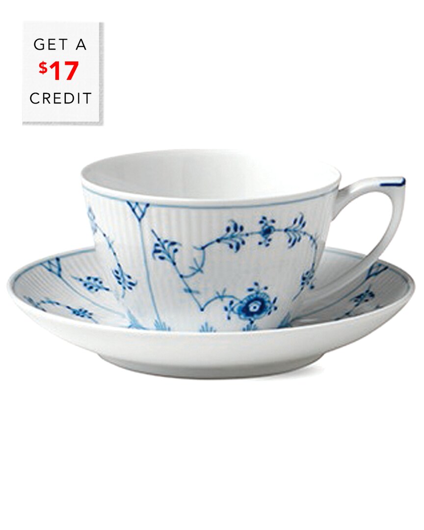 Royal Copenhagen Blue Fluted Plain Tea Cup & Saucer