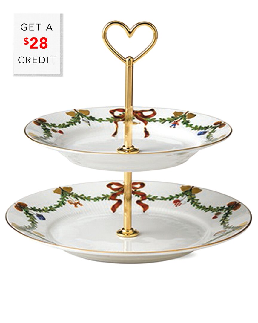 Royal Copenhagen Star Fluted Christmas 2-tier Etagere In Nocolor