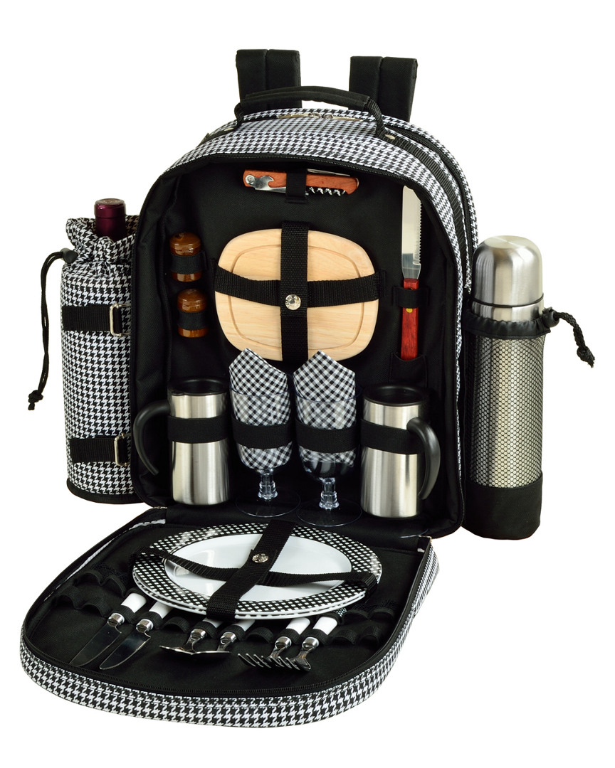 Picnic At Ascot Houndstooth Coffee And Picnic Backpack For Two
