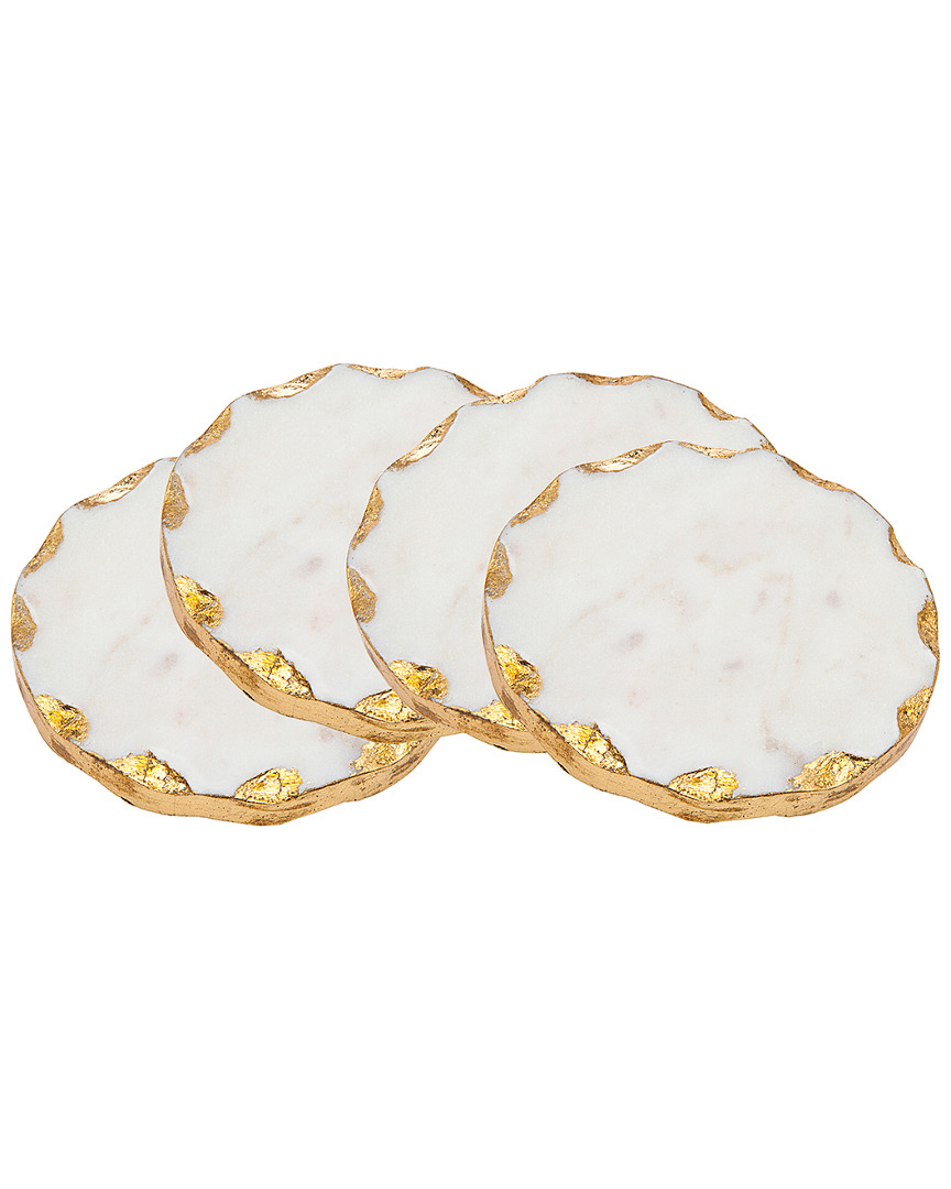 Godinger Set Of 4 Round Marble Coasters In Nocolor