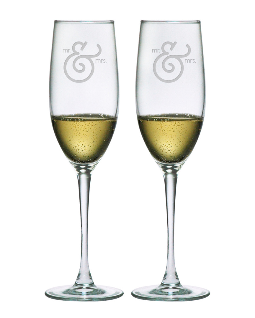 Susquehanna Glass Mr. And Mrs. Set Of Two 8oz Flutes