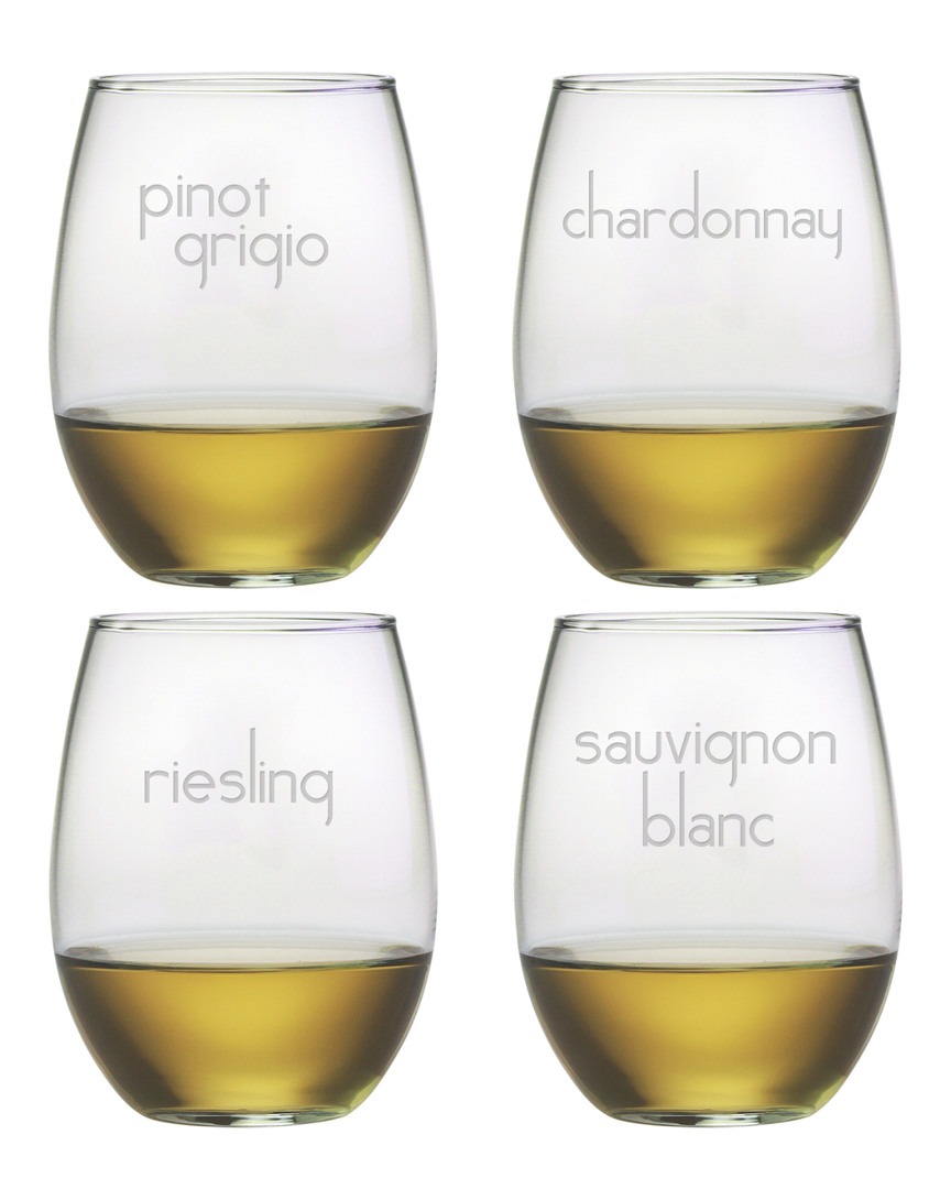 Susquehanna Glass Assorted White Wine Set Of 4 21oz Stemless Glasses