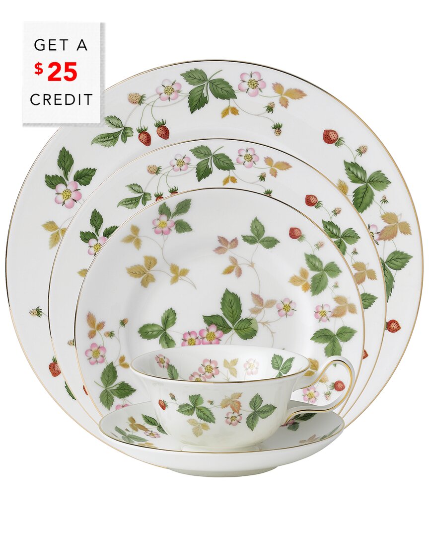 Wedgwood Wild Strawberry 5pc Place Setting With $25 Credit In Nocolor