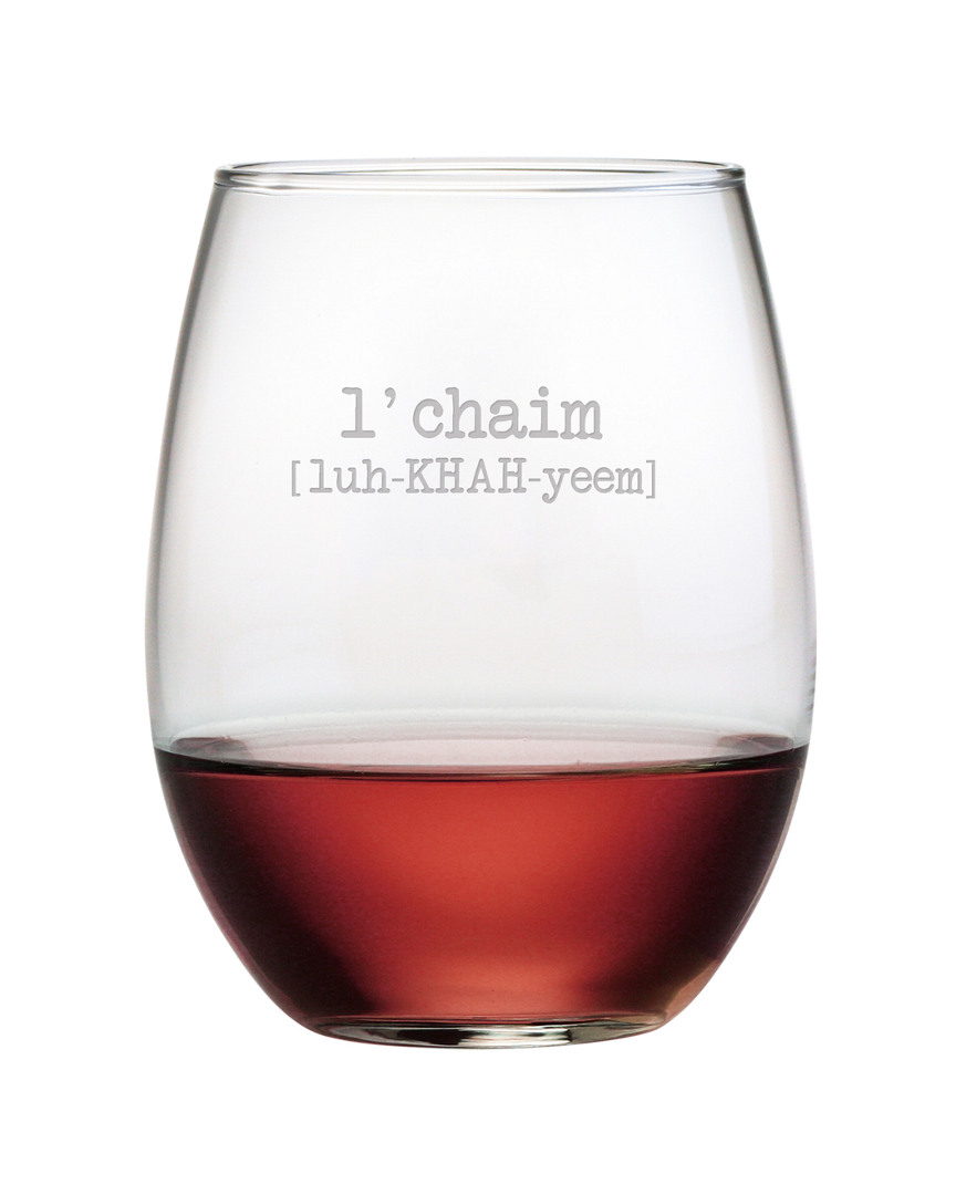Susquehanna Glass Set Of Four L' Chaim Stemless Glasses