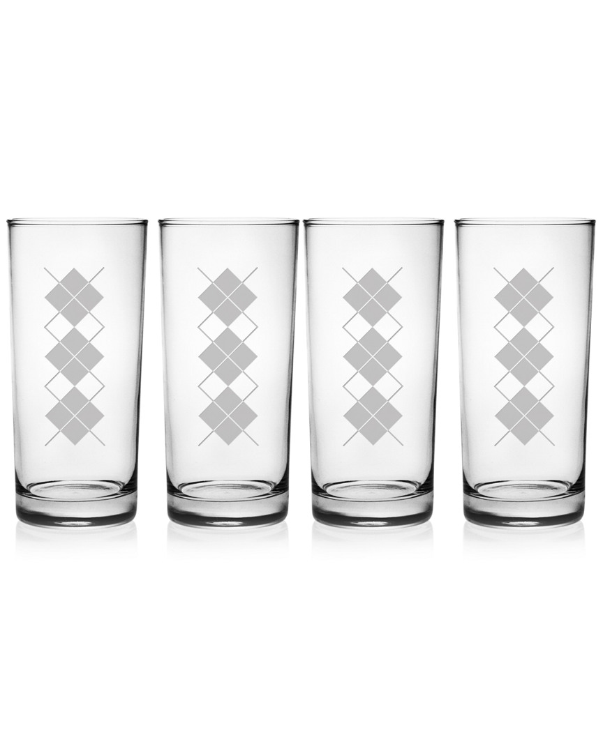 Susquehanna Glass Argyle Set Of Four 15oz Hi Ball Glasses