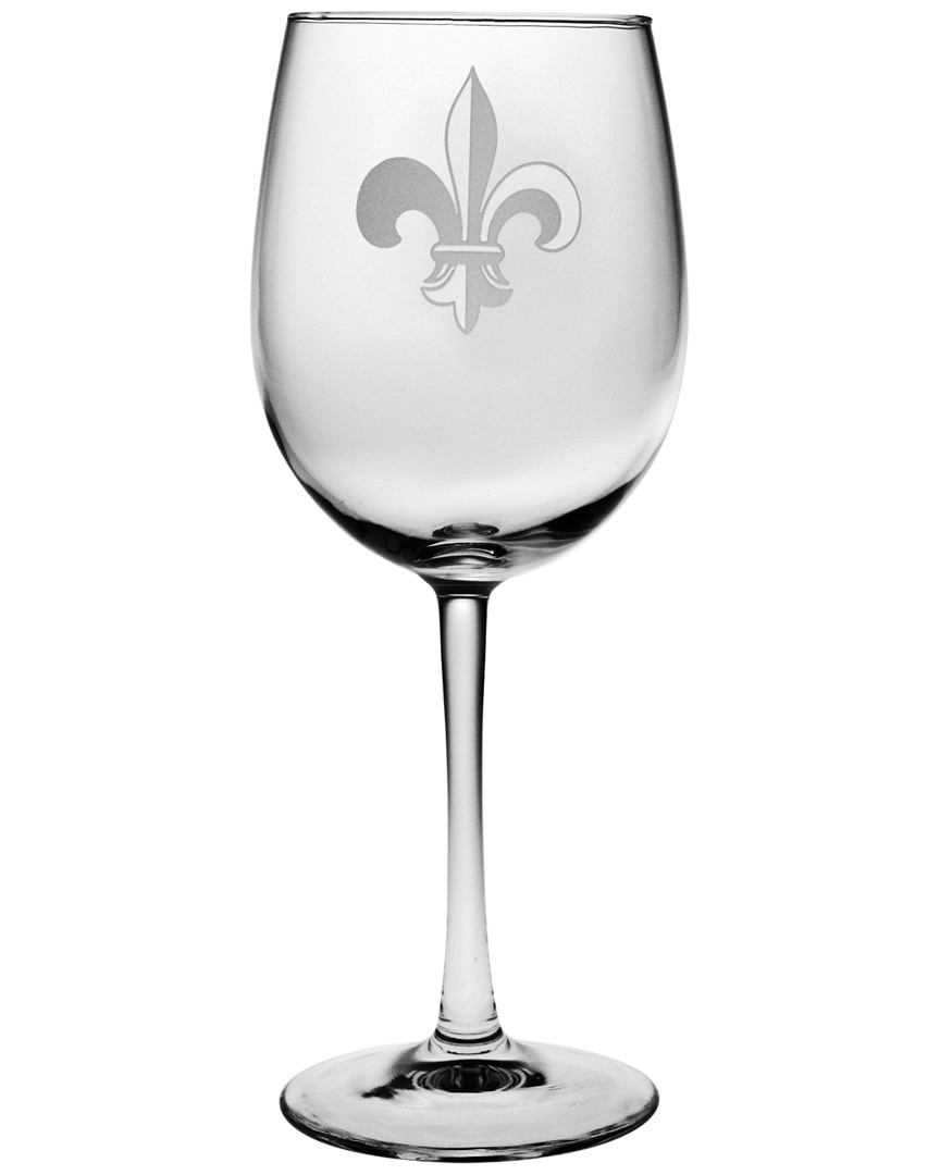 Susquehanna Set Of Four 19oz Fleur De Lis Wine Glasses