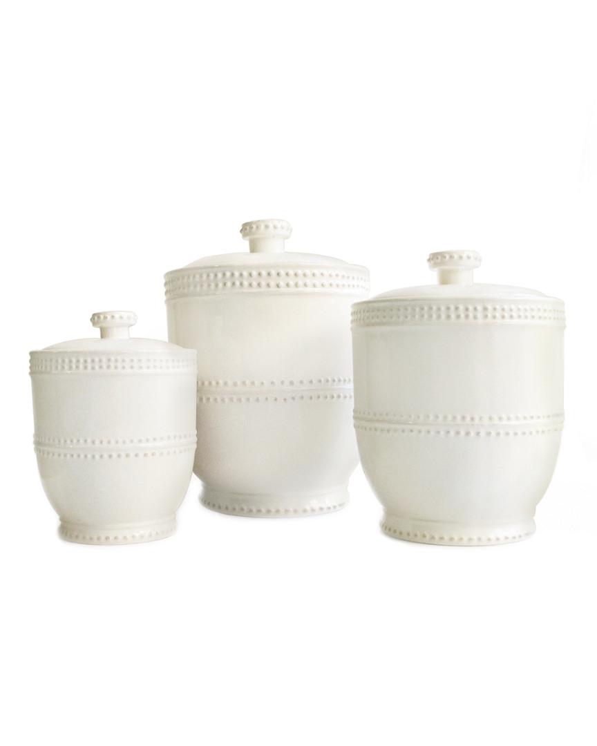 Jay Imports Jay Import Beaded Set Of 3 Canisters