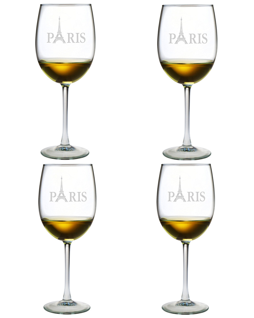 Susquehanna Glass Eiffel Tower Set Of 4 Wine Glasses