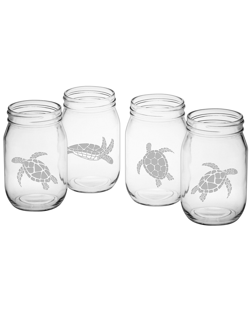 Susquehanna Glass Set Of 4 Sea Turtles Drinking Jars
