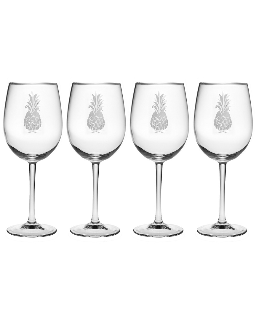 Susquehanna Glass Set Of 4 Pineapple Handcut Wine Glasses