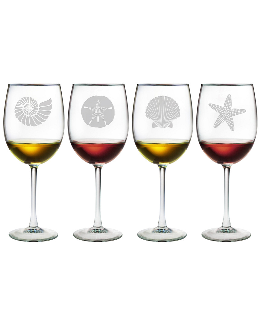 Susquehanna Glass Set Of 4 Seashore 19oz Wine Glasses