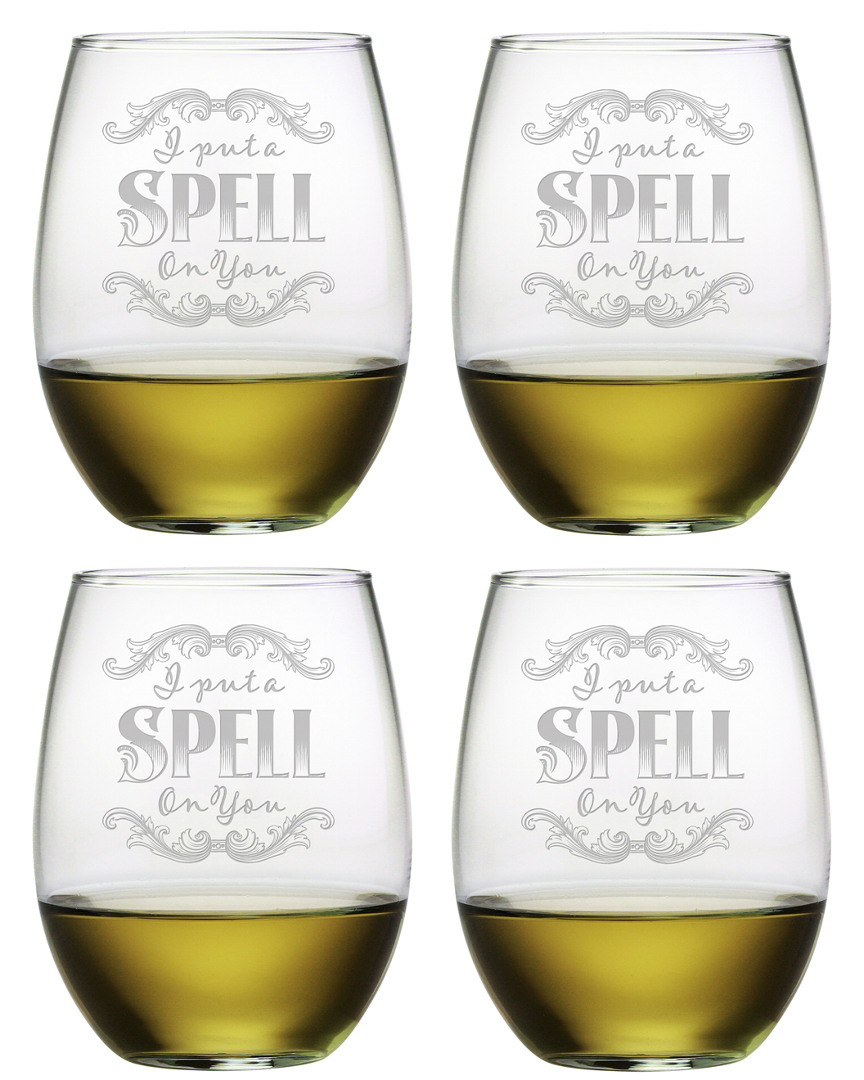 Susquehanna Set Of 4 I Put A Spell On You Stemless Wine Glasses