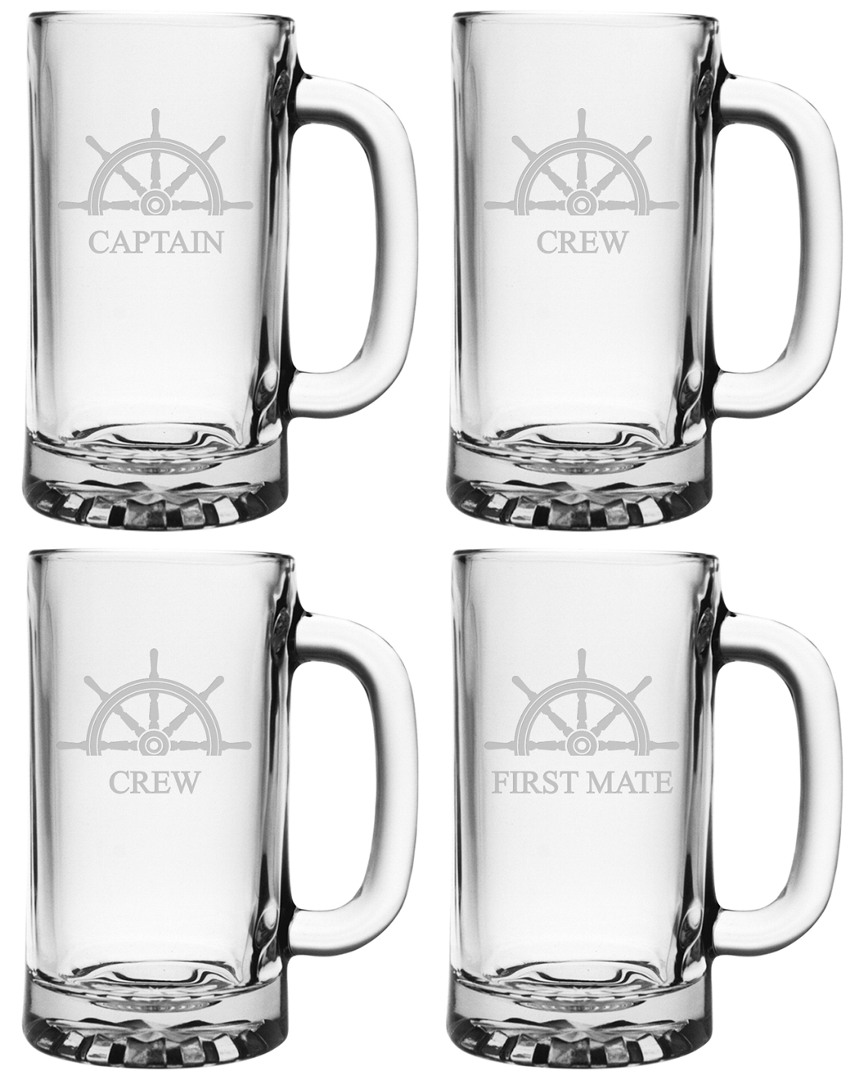 Susquehanna Glass Set Of Four 16oz Captains Beer Mugs