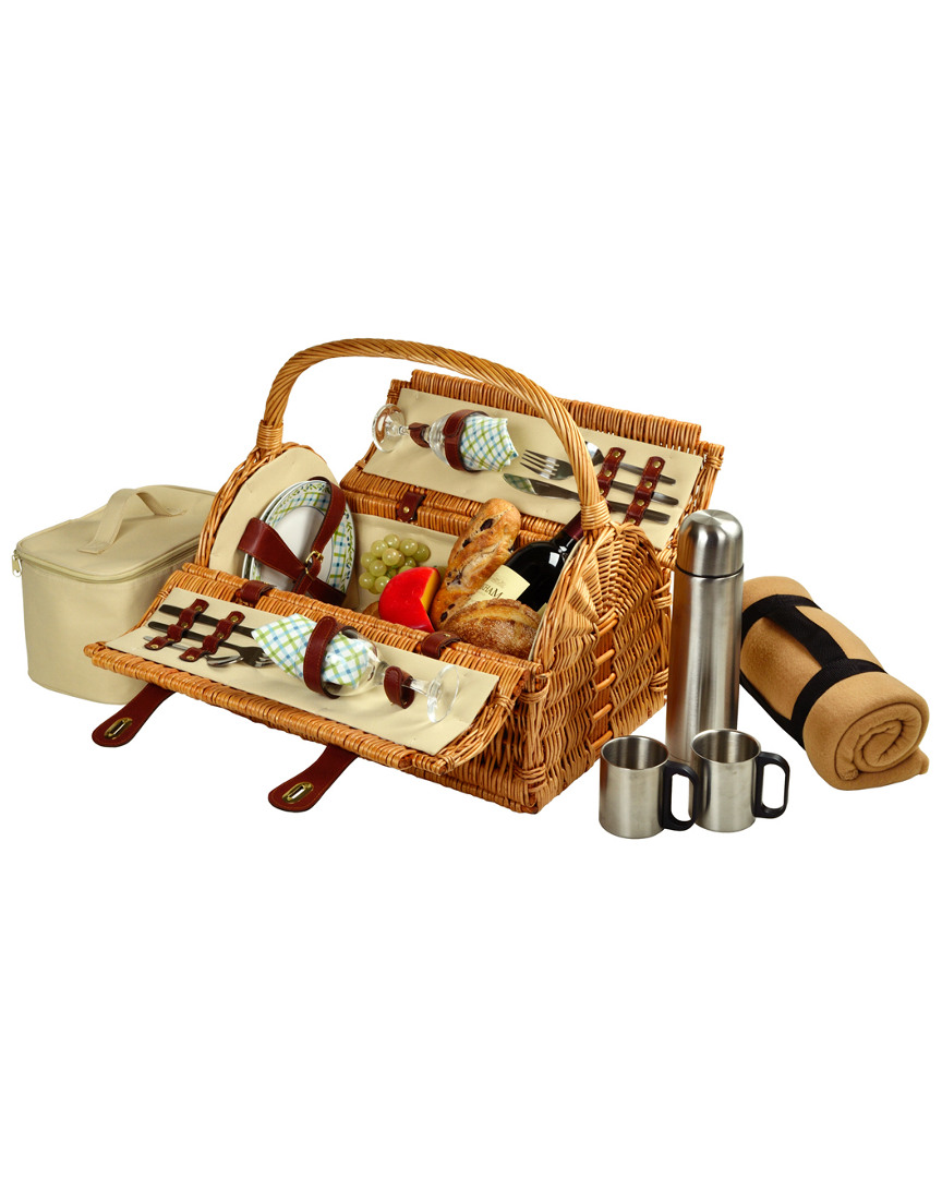 Picnic At Ascot Deluxe Sussex Basket For 2 With Blanket & Coffee Set