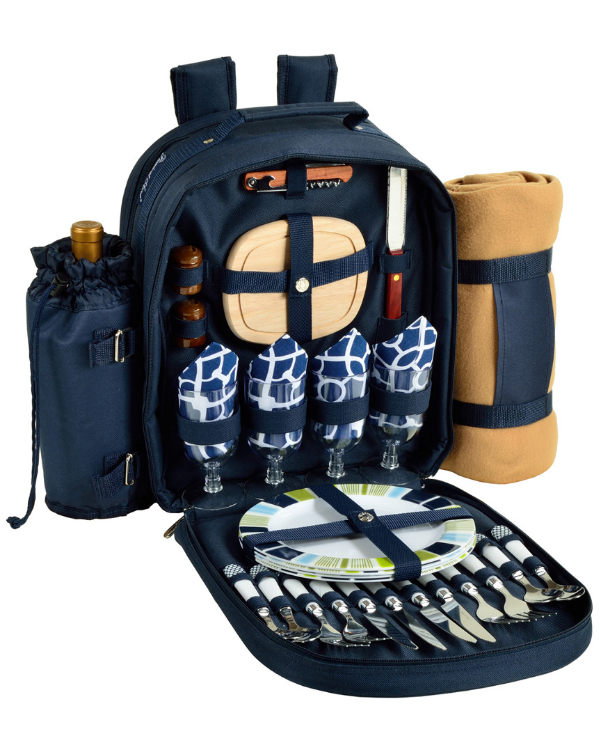 PICNIC AT ASCOT PICNIC AT ASCOT TRELLIS PICNIC BACKPACK FOR 4 WITH BLANKET 