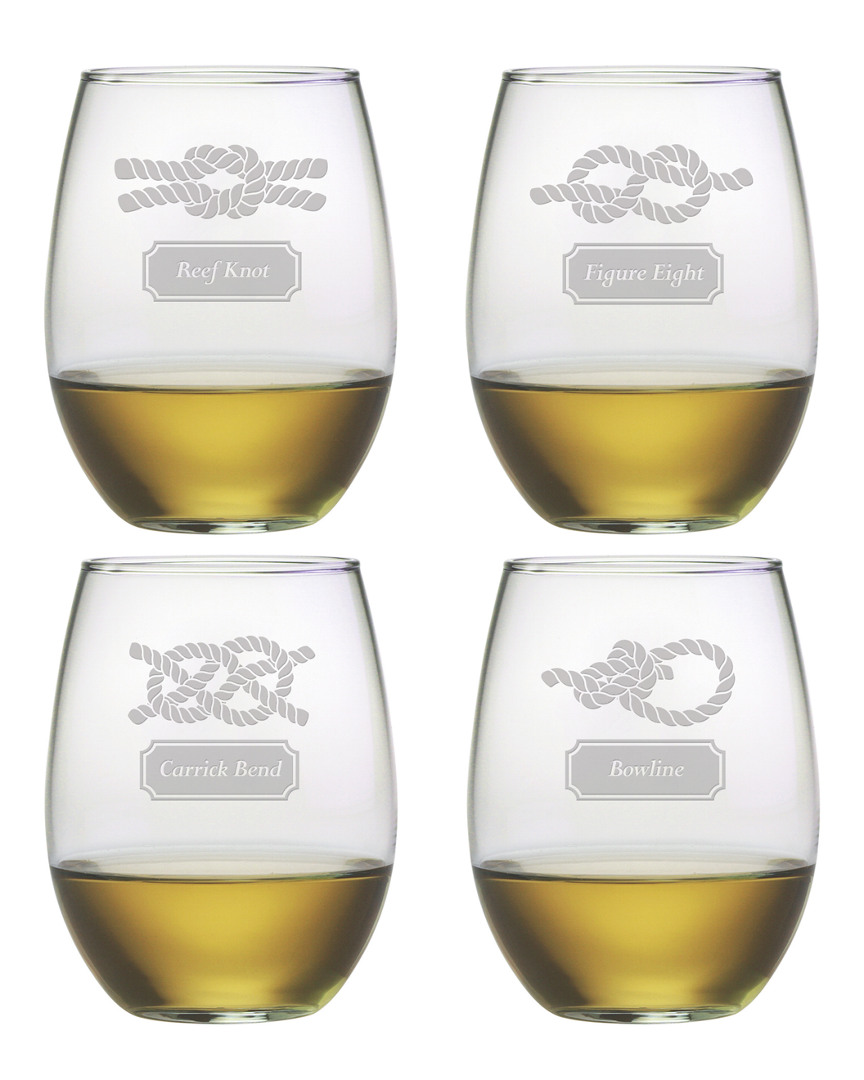 Susquehanna Glass Nautical Knots Set Of 4 Stemless Glasses