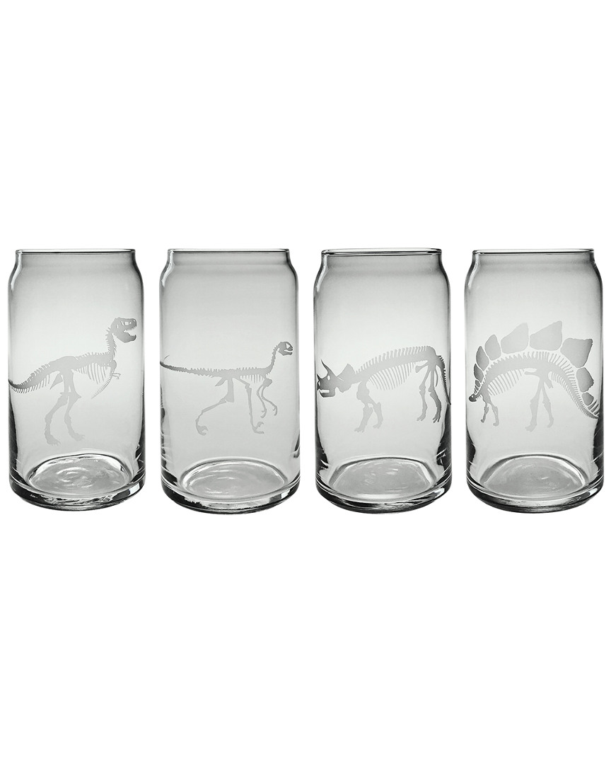 Susquehanna Glass Set Of Four Jurassic Glass Beer Cans