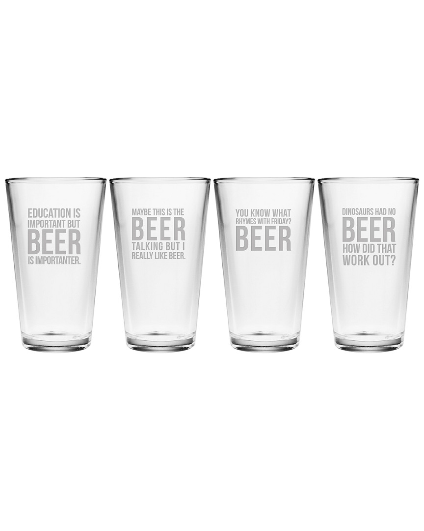 Susquehanna Glass Set Of Four Beer Talking Pint Glasses