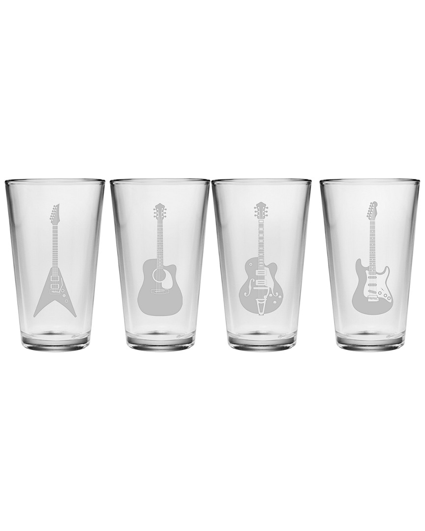 Susquehanna Glass Set Of Four Guitars Pint Glasses