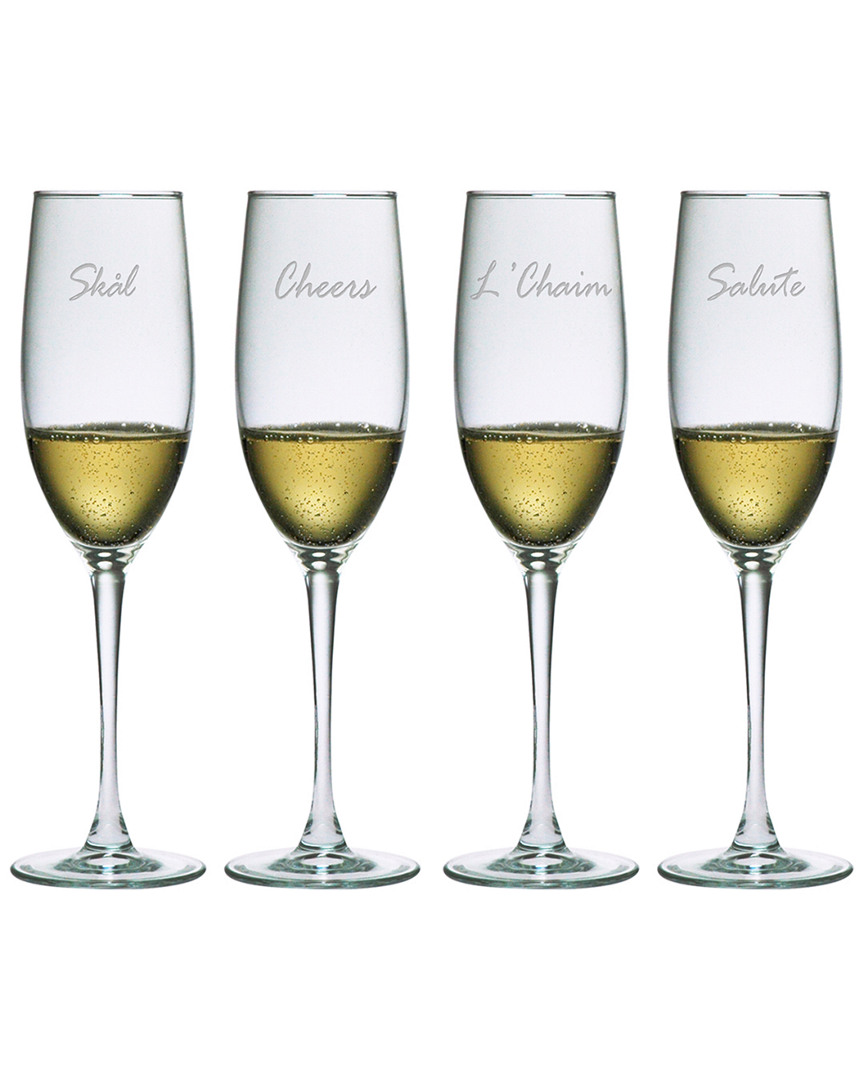 Susquehanna Glass Cheers Around The World Set Of 4 8oz Flutes