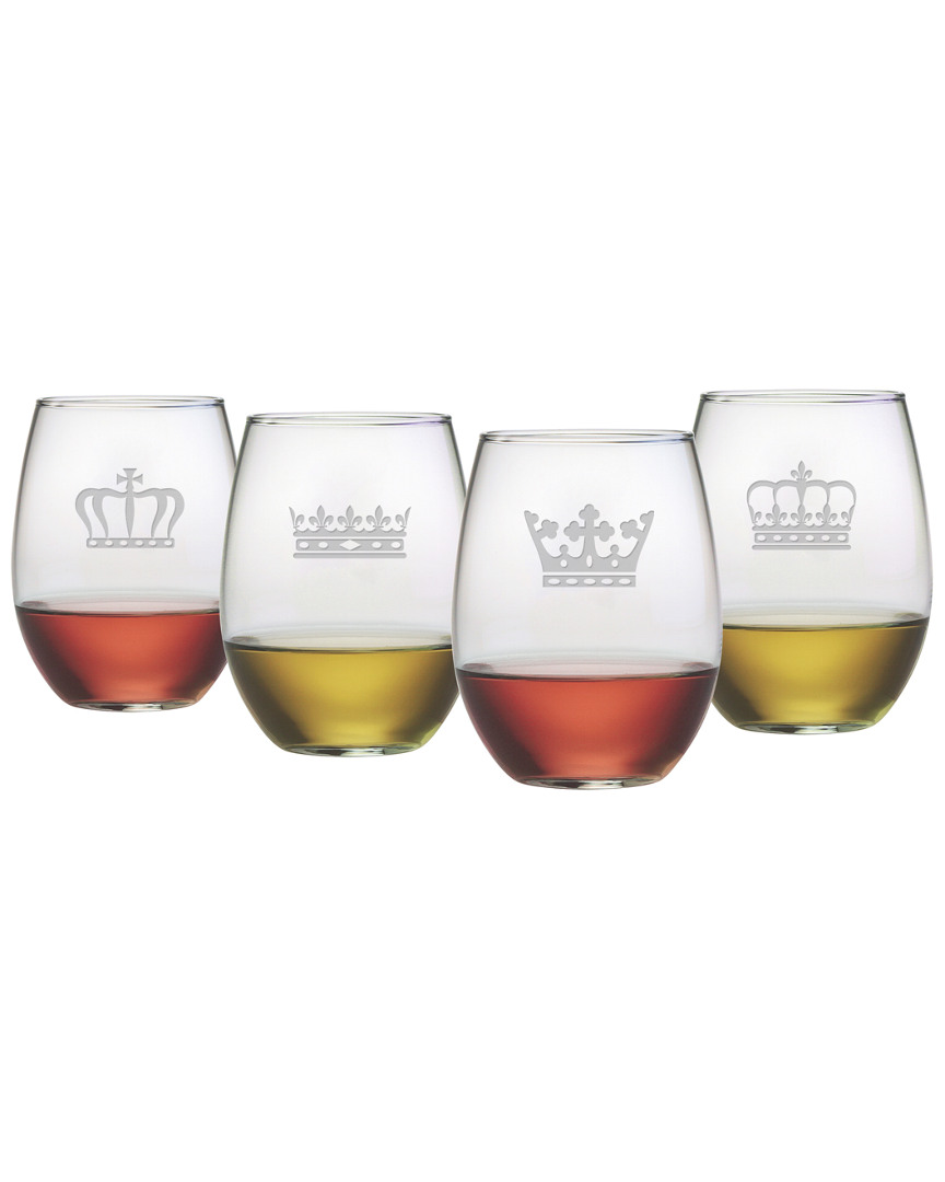 Susquehanna Glass Crowns Set Of 4 21oz Stemless Glasses