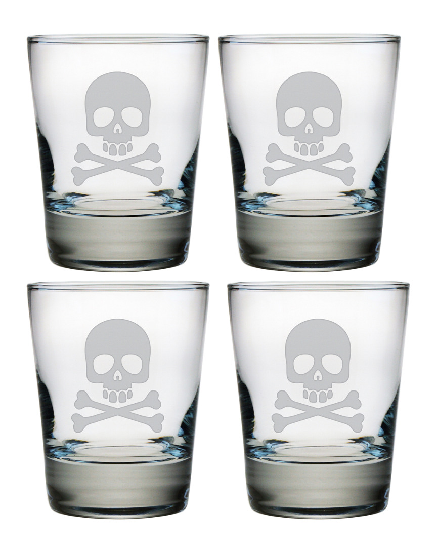 Susquehanna Glass Skull & Bones Set Of 4 Double Old-fashioned Glasses