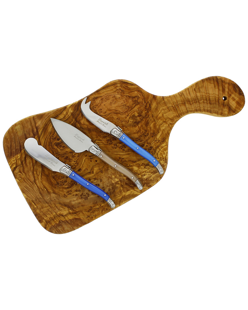 French Home Laguiole Cutting Board & 3pc Cheese Knife Set