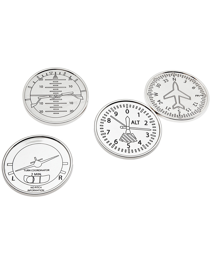 Godinger Airplane Set Of Four 3.5in Coasters