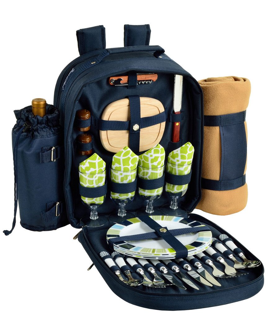 Picnic At Ascot Picnic Backpack For 4 With Blanket