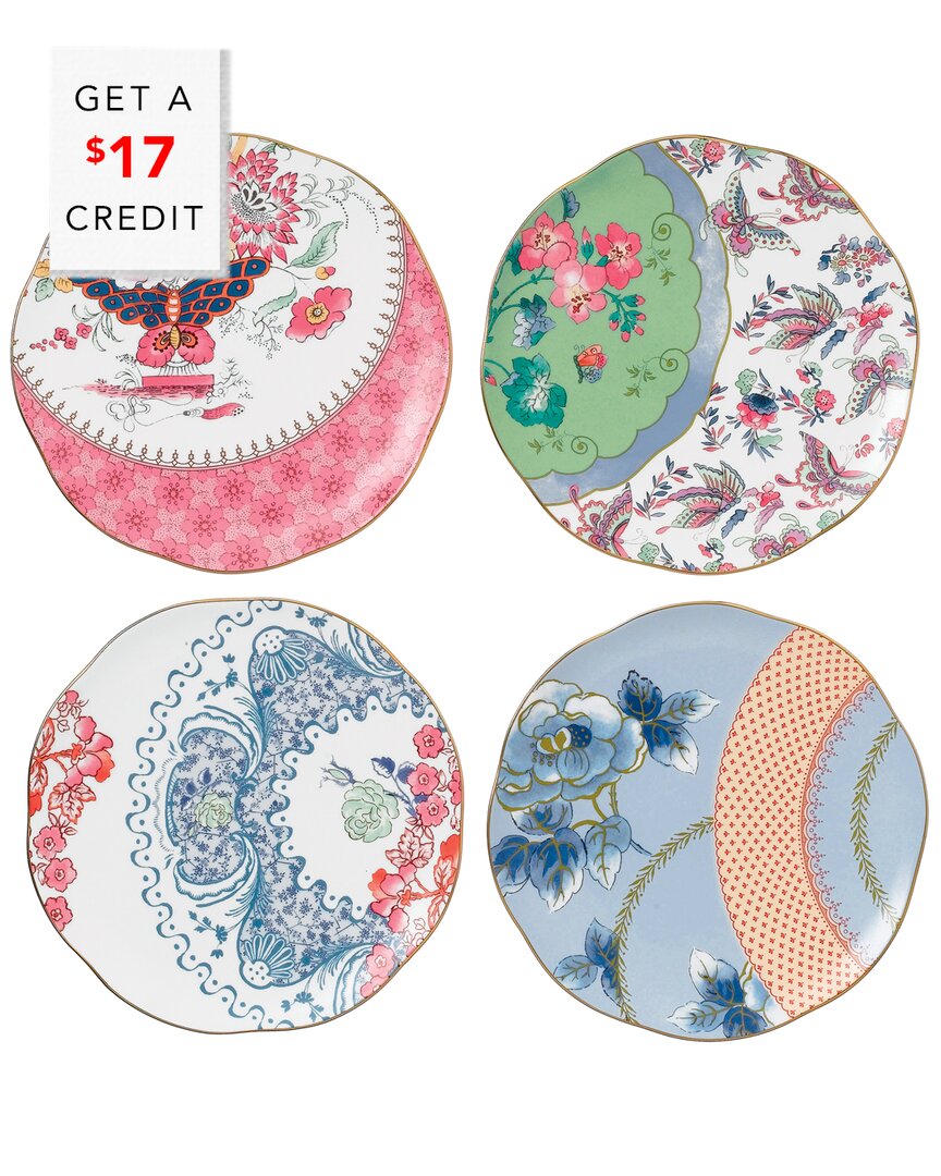 Wedgwood Butterfly Bloom Set Of 4 8.25in Plates With $17 Credit In Nocolor